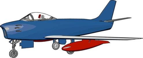 blå luft bombplan, illustration, vektor på vit bakgrund.
