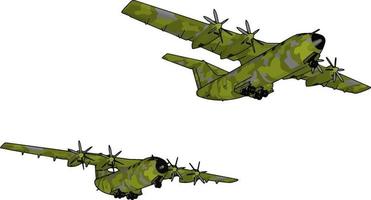 großer alter grüner Bomber, Illustration, Vektor auf weißem Hintergrund.