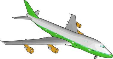 grön passagerare plan, illustration, vektor på vit bakgrund.