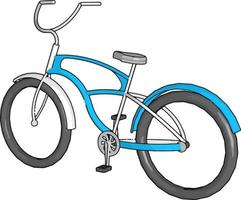 blaues Fahrrad, Illustration, Vektor auf weißem Hintergrund.