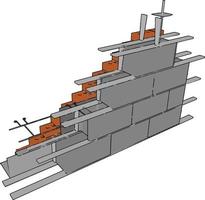 oavslutat vägg, illustration, vektor på vit bakgrund.