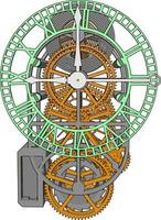 klocka mekanism, illustration, vektor på vit bakgrund.