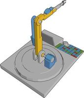 gelbe Robotermaschine, Illustration, Vektor auf weißem Hintergrund.