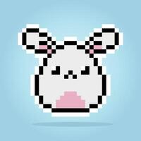 Pixel 8 Bit süßer Hase. Tierspiel-Assets in Vektorillustration. vektor