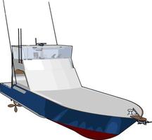patrullera båt, illustration, vektor på vit bakgrund.