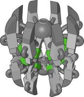 grön robot Spindel, illustration, vektor på vit bakgrund.