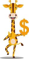 Giraffe mit Dollarzeichen, Illustration, Vektor auf weißem Hintergrund.