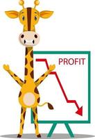 giraff med vinst släppa, illustration, vektor på vit bakgrund.