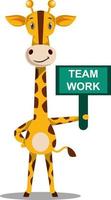 giraff med team arbete tecken, illustration, vektor på vit bakgrund.