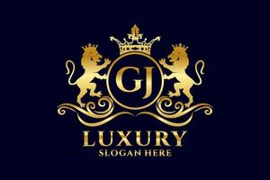 Anfangsgj-Buchstabe Lion Royal Luxury Logo-Vorlage in Vektorgrafiken für luxuriöse Branding-Projekte und andere Vektorillustrationen. vektor