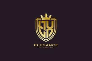 Initial tx Elegantes Luxus-Monogramm-Logo oder Abzeichen-Vorlage mit Schriftrollen und Königskrone – perfekt für luxuriöse Branding-Projekte vektor