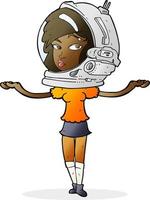 tecknad kvinna bär rymdhjälm vektor