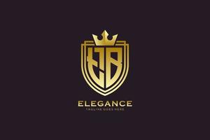 Initial tb Elegantes Luxus-Monogramm-Logo oder Abzeichen-Vorlage mit Schriftrollen und Königskrone – perfekt für luxuriöse Branding-Projekte vektor