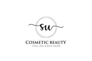 Initial Su feminines Logo Schönheitsmonogramm und elegantes Logo-Design, Handschrift-Logo der Erstunterschrift, Hochzeit, Mode, Blumen und Pflanzen mit kreativer Vorlage. vektor