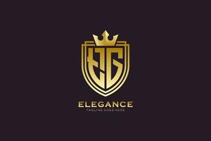 första tg elegant lyx monogram logotyp eller bricka mall med rullar och kunglig krona - perfekt för lyxig branding projekt vektor