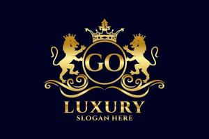 Initial Go Letter Lion Royal Luxus-Logo-Vorlage in Vektorgrafiken für luxuriöse Branding-Projekte und andere Vektorillustrationen. vektor