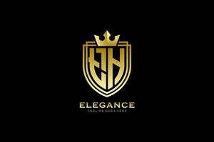 första th elegant lyx monogram logotyp eller bricka mall med rullar och kunglig krona - perfekt för lyxig branding projekt vektor