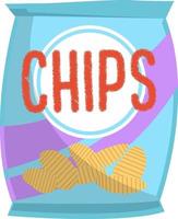 Chips im Beutel, Illustration, Vektor auf weißem Hintergrund