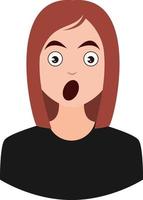 Schockiertes Mädchen Emoji, Illustration, Vektor auf weißem Hintergrund