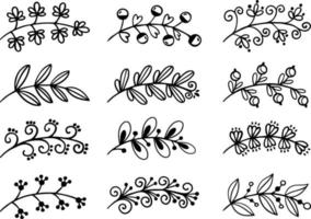 Streifen kritzeln Blumen- und Blattfreihandzeichnungs-Skizzenvektor. einfacher Stil vektor