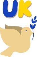 duva av fred. flygande fågel med ett oliv gren i näbb. fred och kärlek, frihet, Nej krig begrepp. hand dragen modern isolerat vektor illustration. ikon, logotyp mall