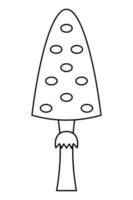 Fliegenpilz. Amanita - kleiner giftiger Pilz. skizzieren. kein essbarer, halluzinogener Pilz. auf dem Hut sind runde Flecken. Halloween-Symbole. Doodle-Stil. vektor