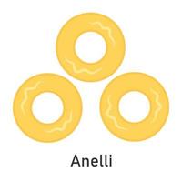 Anelli-Nudeln. Restaurant-Pasta. für Menügestaltung, Verpackung. Vektor-Illustration. vektor