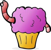 Cartoon-Wurm im Cupcake vektor