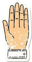 Distressed Sticker Tattoo im traditionellen Stil einer Hand vektor