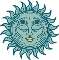 ikoniska tatuering stil bild av en Sol vektor