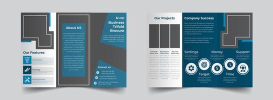 blaue Corporate Trifold Broschüre Design-Vorlage vektor