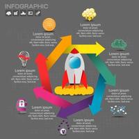 företagsorganisation diagram färgglada pilar och raket vektor