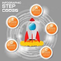 kreisförmige Infografik mit Raketenstart vektor