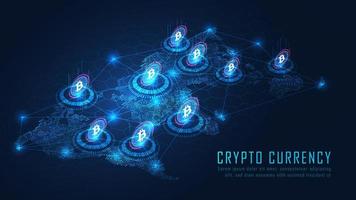 globales Blockchain-Technologiekonzept für isometrisches Bitcoin vektor