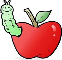 tecknad serie äpple med insekt vektor