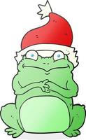 Cartoon-Frosch mit Weihnachtsmütze vektor