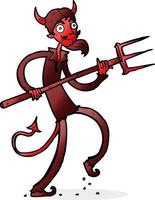 Cartoon-Teufel mit Mistgabel vektor