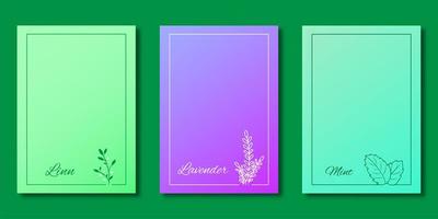Lavendel, Minze Linn, Baumrahmen Gradient Cover Set vektor