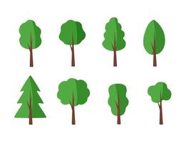 Reihe von Bäumen mit einer grünen Krone, Vektorillustration eines Baumsymbols. vektor