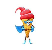 Cartoon-Dessert-Eiswaffel-Superhelden-Charakter vektor