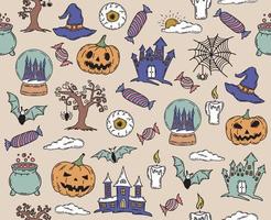 halloween-symbole handgezeichnete illustrationen vektor