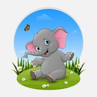 Cartoon Elefantenbaby im Gras vektor