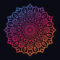 färgrik lutning Färg mandala på svart isolerat bakgrund. abstrakt mandala design för yoga, meditation affisch, baner, tapet, dekoration prydnad vektor