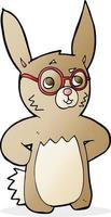 tecknad kanin bär glasögon vektor