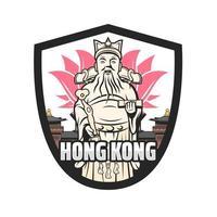 Hongkong-Reisesymbol mit lächelndem Gott des Glücks vektor
