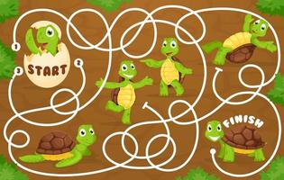labyrint labyrint spel hjälp glad tecknad serie sköldpadda vektor