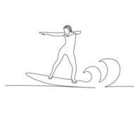 Surfmädchen auf den Wellen. Erholung, Sport. Vektorvorratillustration. isoliert auf weißem Hintergrund. vektor