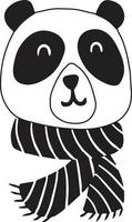 hand dragen söt panda och scarf illustration vektor