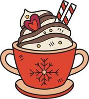 hand gezeichneter weihnachtskakao mit marshmallows kaffeetassenillustration vektor