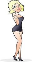 Cartoon attraktive Frau im kurzen Kleid vektor